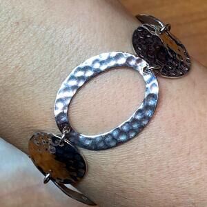 Sterling Silver Lobster Clasp Fashion 6-8" Hammered Link Bracelet For Women